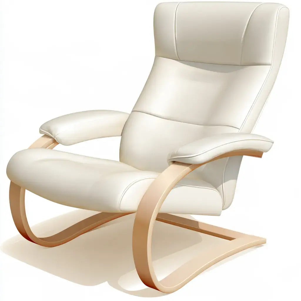 Mecedora con respaldo acolchado y base curvada - beige
