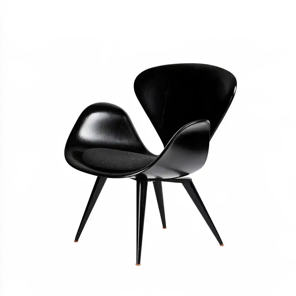 Silla con respaldo de formas curvas separadas - negro
