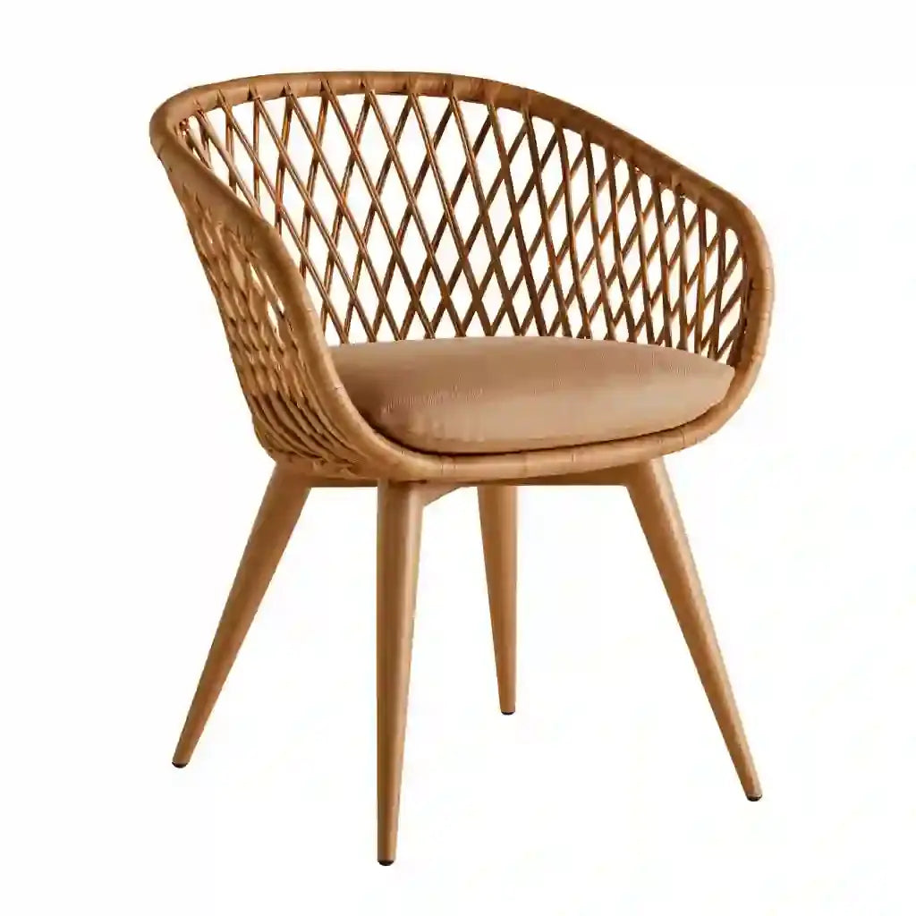 Silla con respaldo envolvente entrelazado - marrón