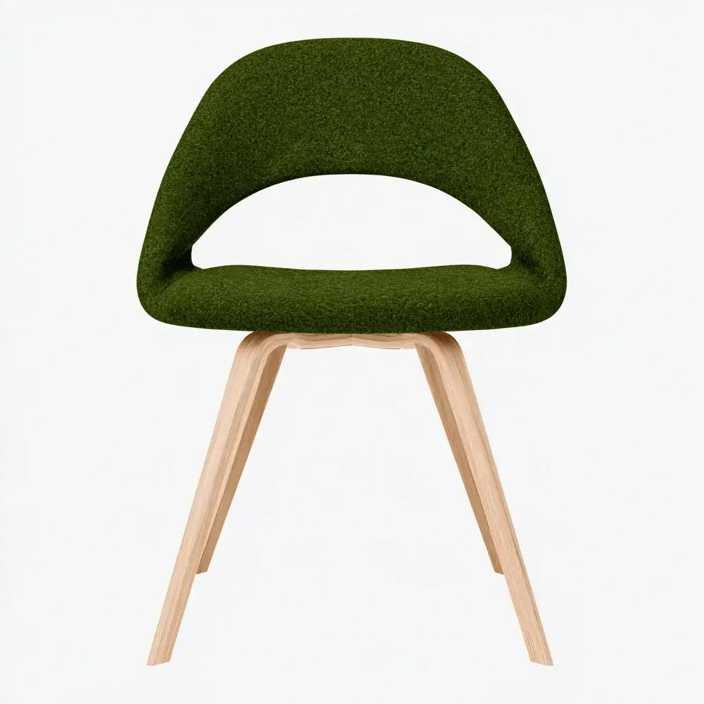 Silla con respaldo abierto y asiento tapizado - verde/beige